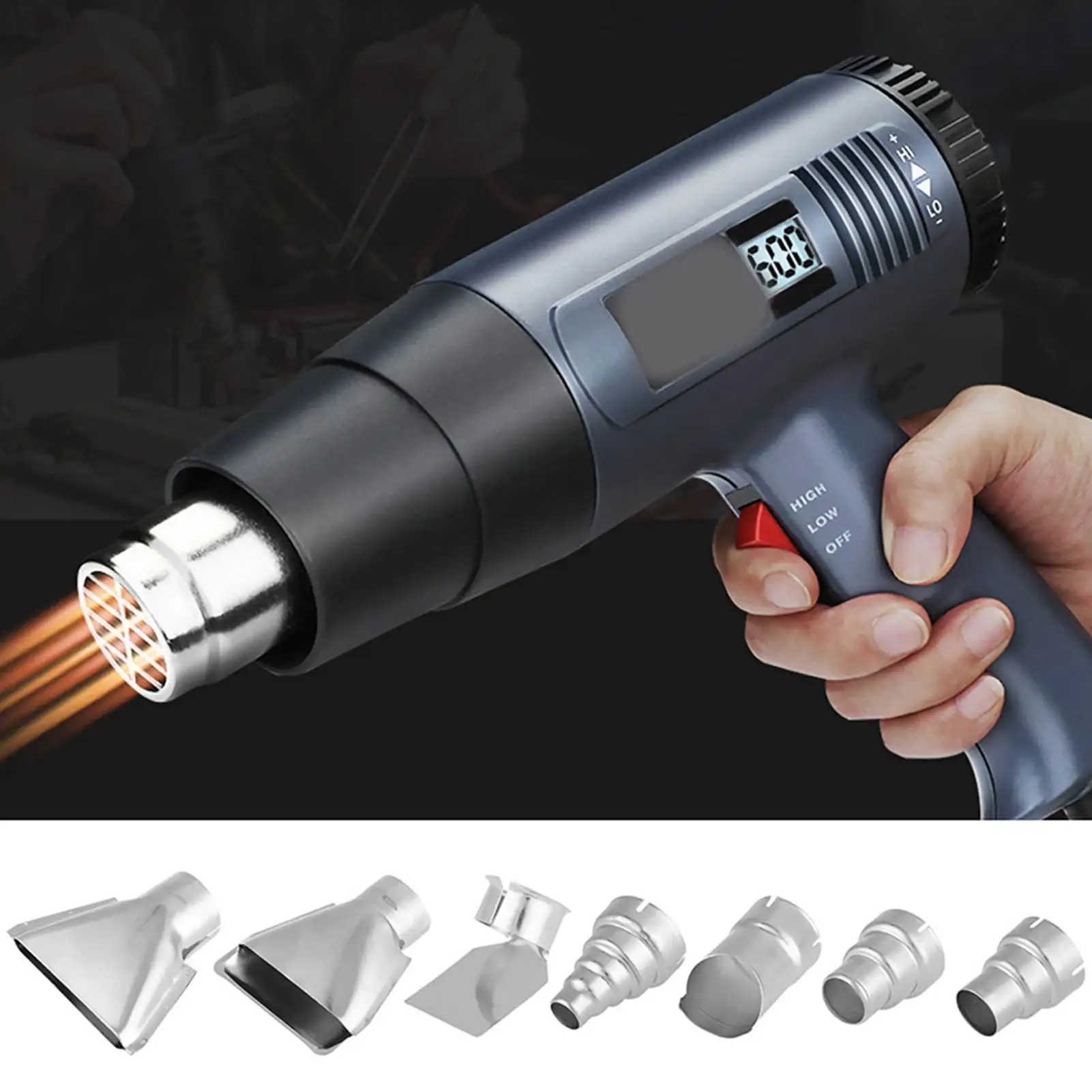 7pcs Heat Gun Nozzles Kit - 35-40mm Accessory for Hot Air Soldering Station Repair Tool Parts