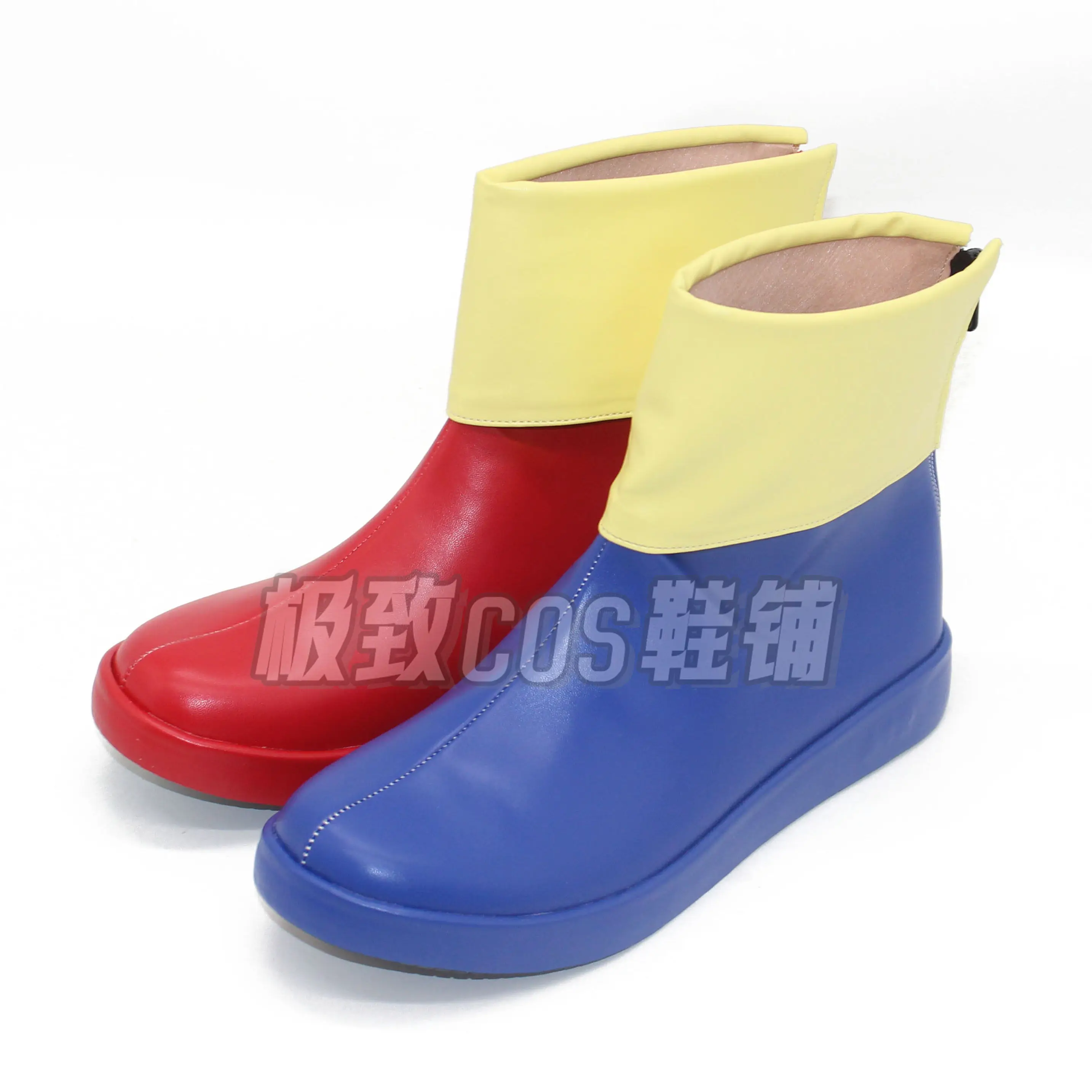 Pomni Clown Cosplay Shoes Red and Blue Boots Carnival Party Halloween Boots Handmade Faux Leather Boots