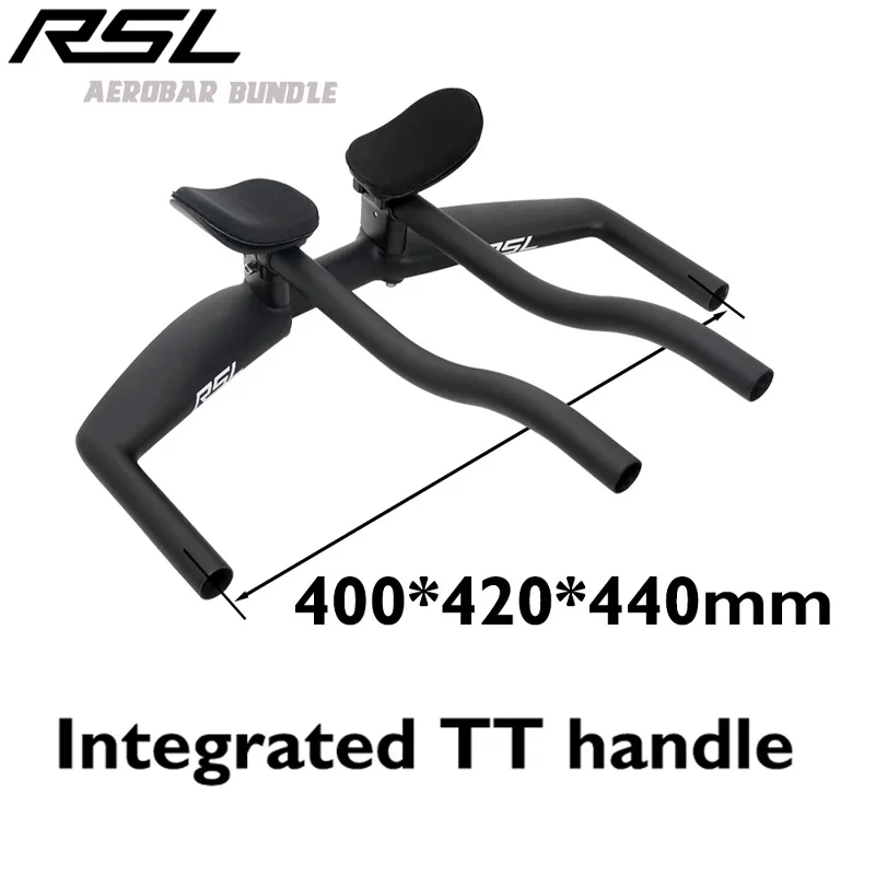 

RSL Carbon Fiber TT Handlebar 31.8mm 15mm Rise Integrated Time Trial Bar Internal Routing 400/420/440mm with Armrests for Road B
