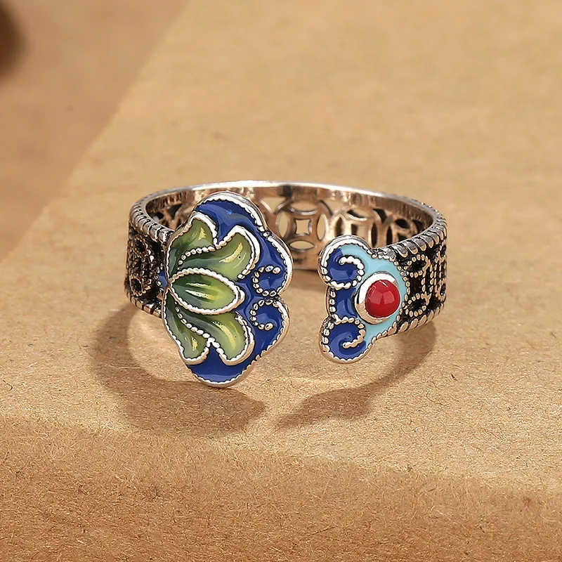 Vintage böhmischen Faux Türkis Ring Mode Schmetterling Skelett modischen Temperament ethnischen Stil Damen schmuck