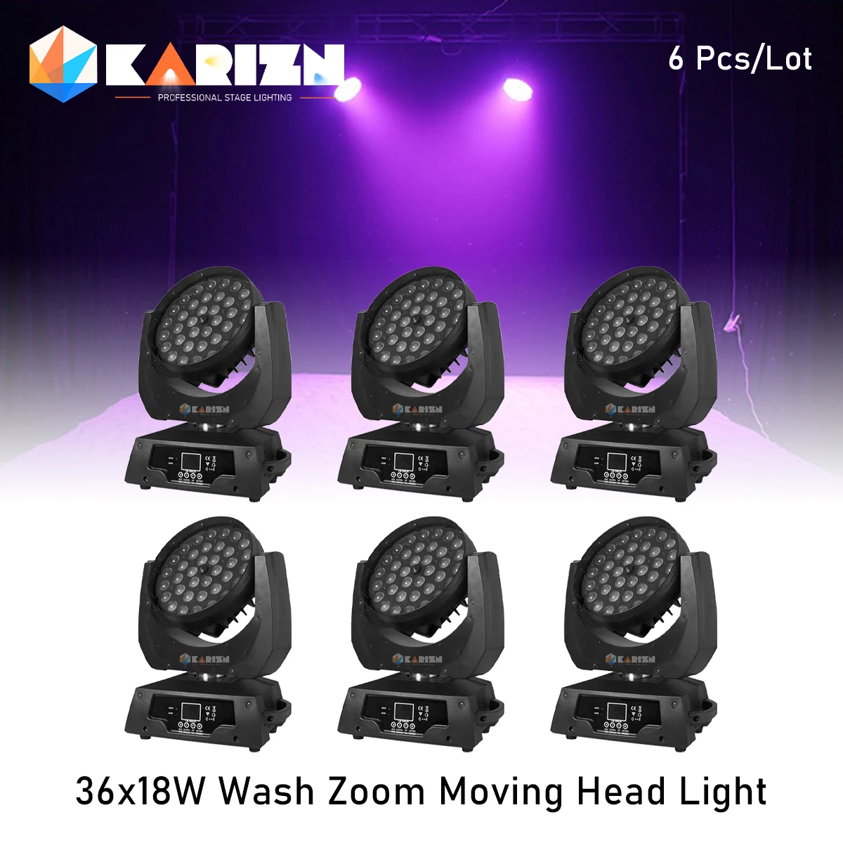 

0 Tax 6Pcs LED Wash Zoom Moving Head Light 36x12W RGBW 4In1 36x18w Rgbwauv 6in1 Touch Screen DMX512 Disco Party Stage Lighting