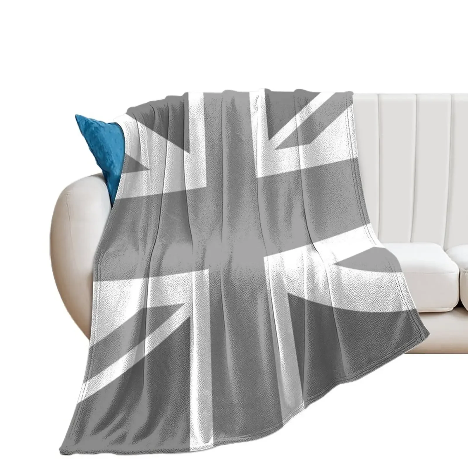 

Union Jack Flag in Grey and White Throw Blanket Winter beds Hair Blankets