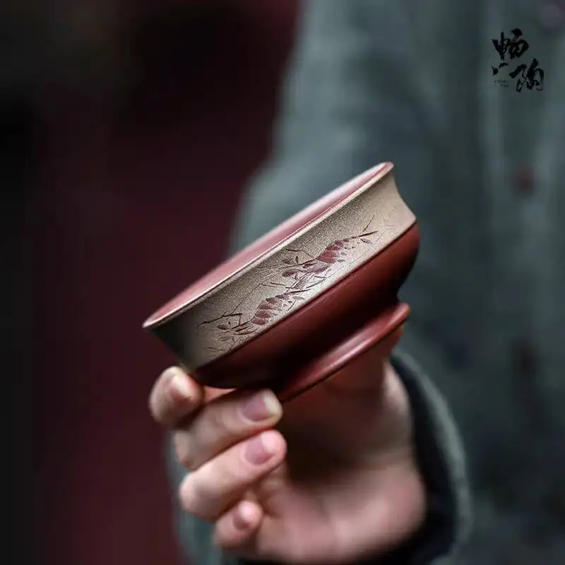 [changtao]-taza-maestra-qi-baishi-shrimp-de-arcilla-purpura-original-de-yixing-hecha-a-mano-con-tallado-en-pasta-de-dos-tonos-120-cc