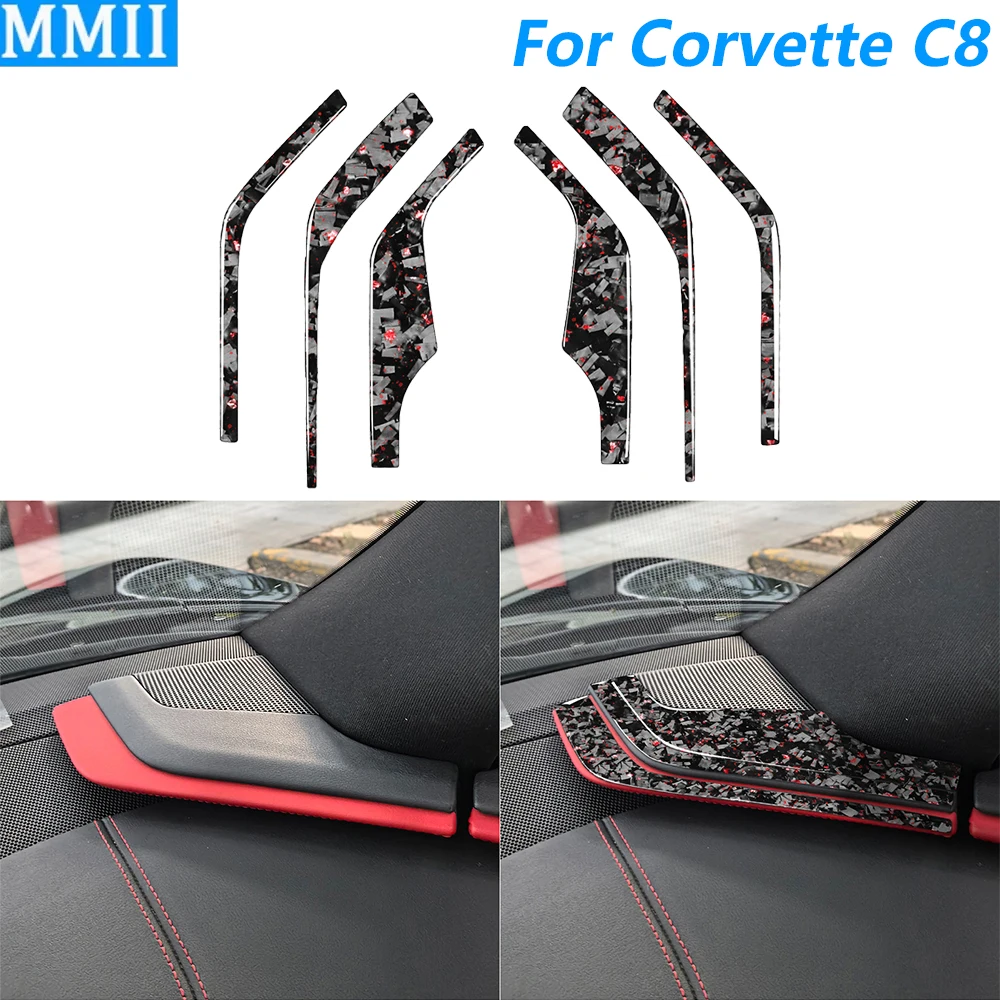 

Для Chevrolet Corvette C8 2020-2025: Накладка на панель аудиосистемы и динамиков из кованого карбона, аксессуары для автомобиля, наклейка