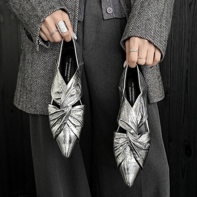 NEW Spring/Autumn Women Pumps Split Leather Shoes for Women Fashion Pointed Toe Wedges Shoes Slip-on Cross Tied Modern Shoes