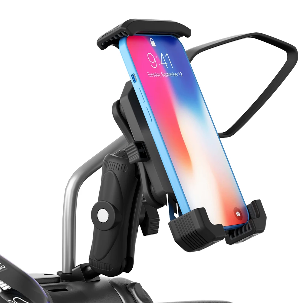 

Handlebar Cell Phone Clamp Bicycle Phone Holder Shock-Absorbing Anti-Theft Motorcycle Smartphone Support for 4-7 Inch Smartphone
