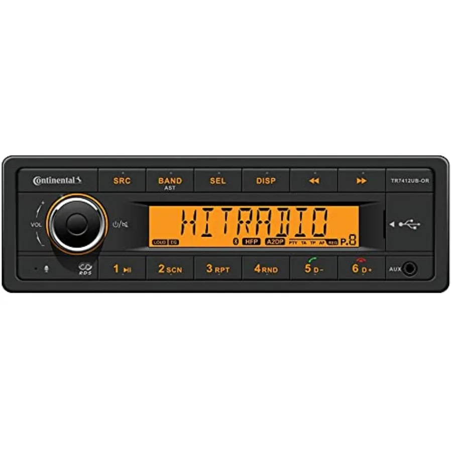 

Continental TR7412UB-OR European Style 12v Radio Orange Display Bluetooth Bundle with AC111