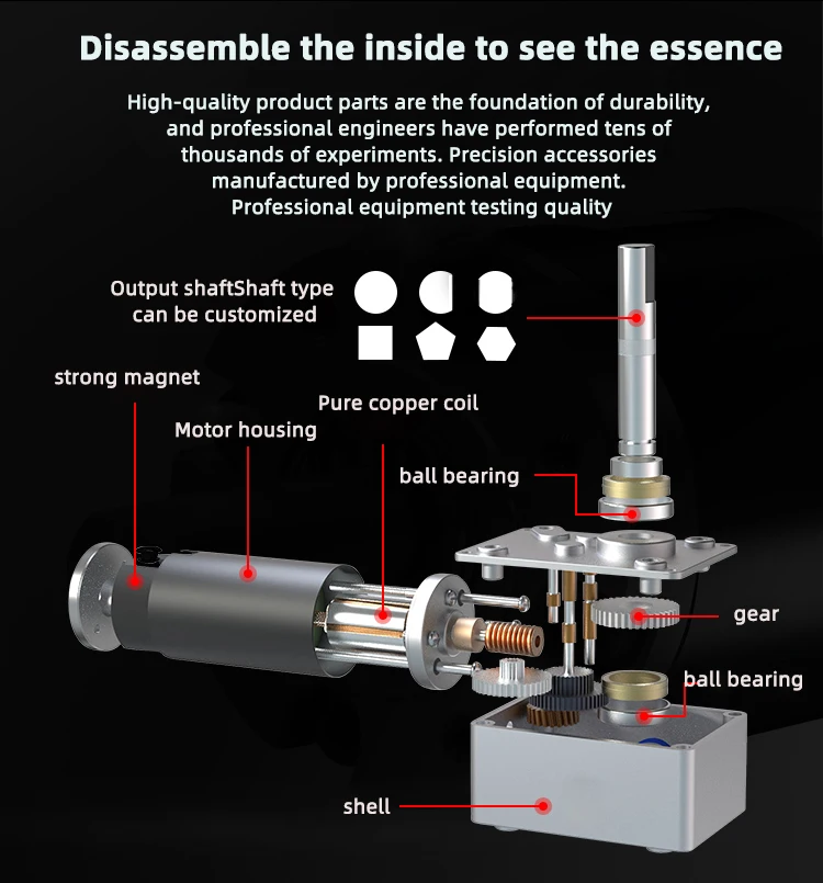 Gleichstrommotor mit hohem Drehmoment und Schneckengetriebe, 12 V/24 V, bidirektionaler Rundwellen-Vorwärts- und Rückwärts-Mikroschwindigkeitsregelmotor