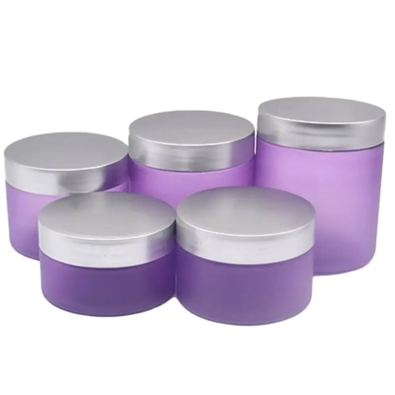 20Pcs Empty Cosmetic Cream Jars Silver Lid 100ml 120ml 150ml 200ml 250G Frost Purple Plastic Wide Mouth Bottle Makeup Container