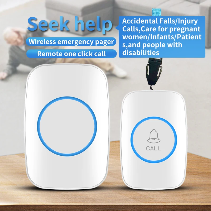 CACAZI Caregiver Emergency Pager Wireless SOS Call Button Nurse Call Alert Patient Help System for Home Elderly Pregnant Woman