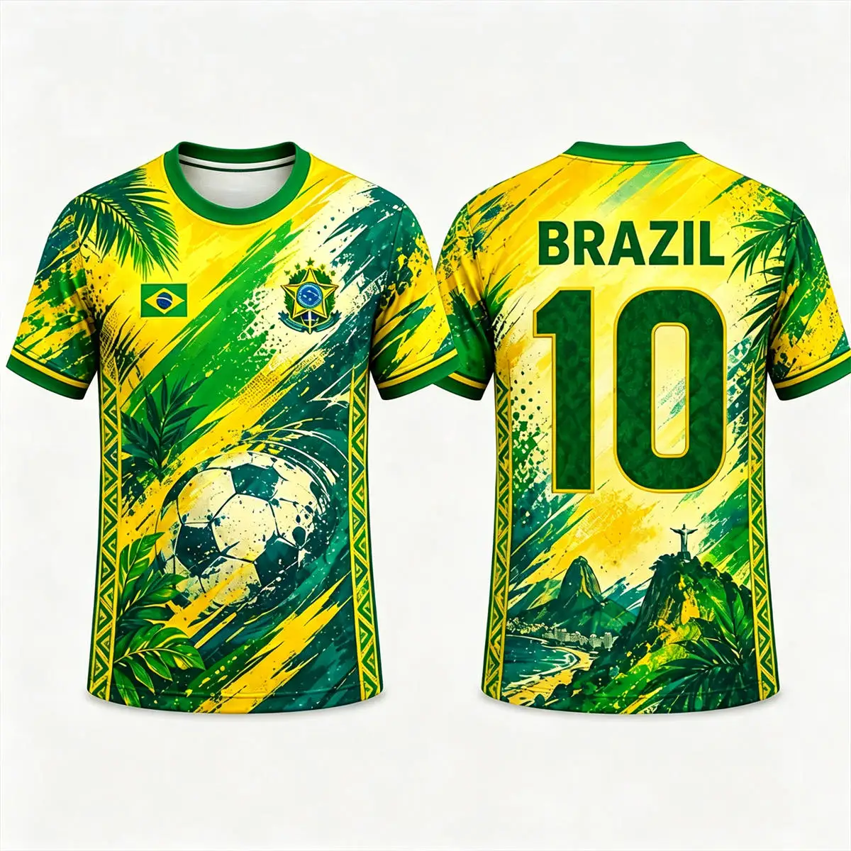 Brazil Soccer T Shirt Men 3D Printed Football Jersey Tropical Leaf Graphic Short Sleeve Summer Casual Sports Oversized Tops
