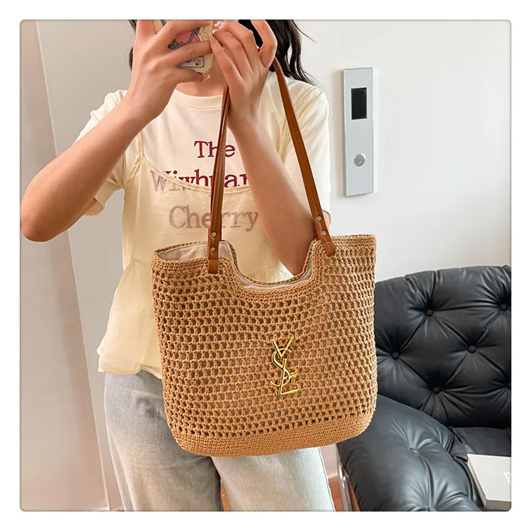 

2025 Summer Unique Straw Tote Bag for Women, Boho Woven Shoulder Bag, Lightweight Beach Purse for Vacation, Shopping & Daily Use
