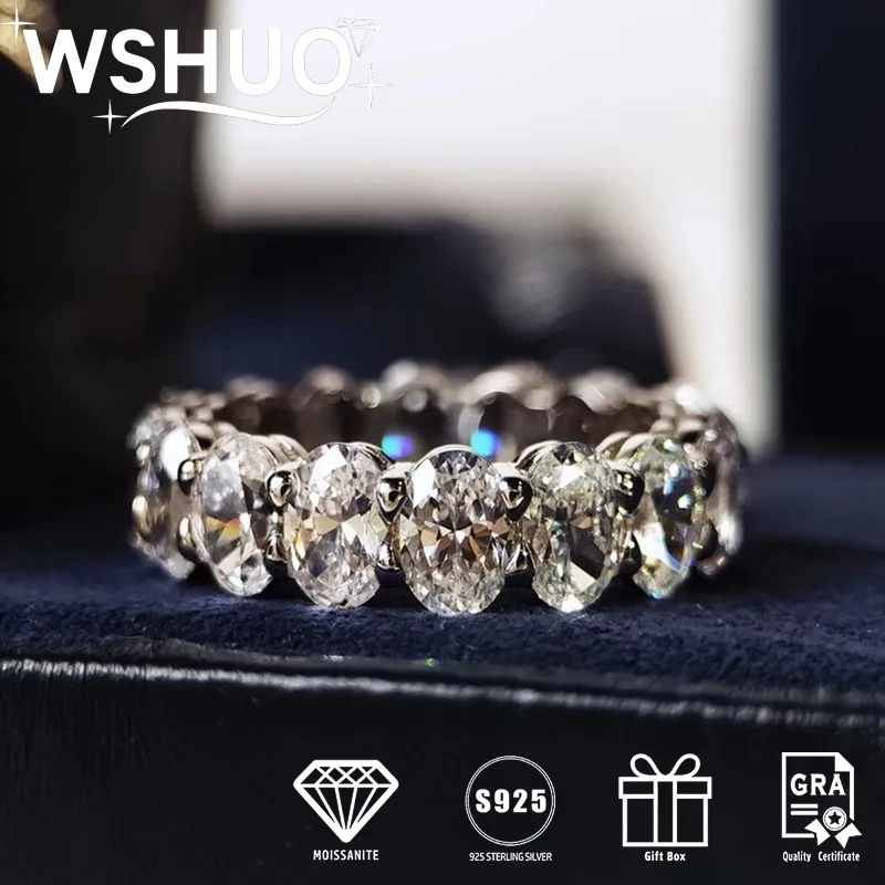 

Кольца WHSUO с овальной огранкой из муассанита для женщин, серебро 925 пробы, 5*7 мм, бриллиантовое обручальное кольцо, роскошное ювелирное украшение, подарок