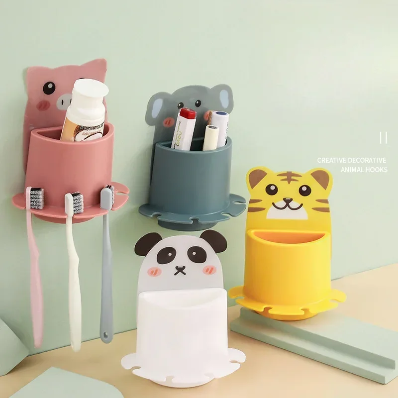 Cartoon Design Bathroom Storage Box, Wall Mounted Toothpaste & Toothbrush Organizer Wall Mounted Bathroom Organizer