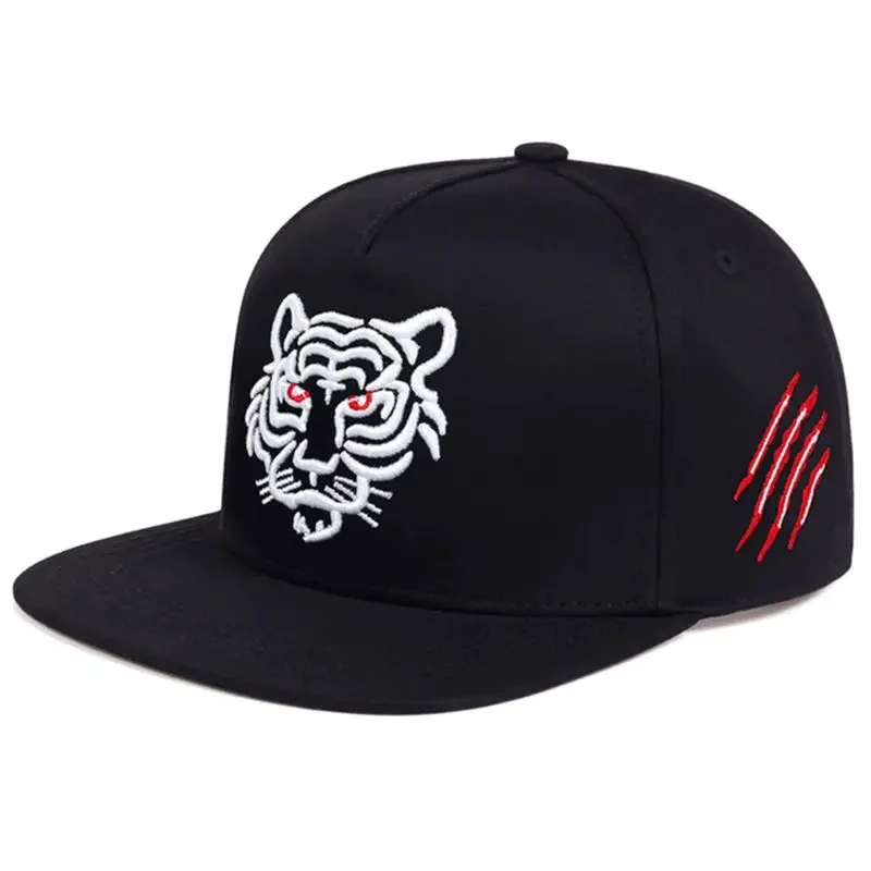 Tiger Snapback Hat Embroidery Black Baseball Caps For Men Women Fashion Casual Flat Cap Male Outdoor Sports Sun Hats For Women