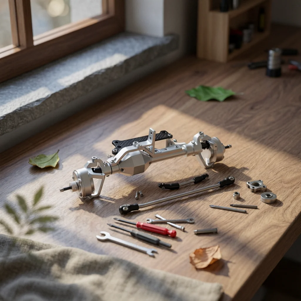 Rear Axle Assembly Low Center of Gravity RC Crawler Axle Axles Complete Hardware Sturdy for Hobbyists, Axial Capra Builds