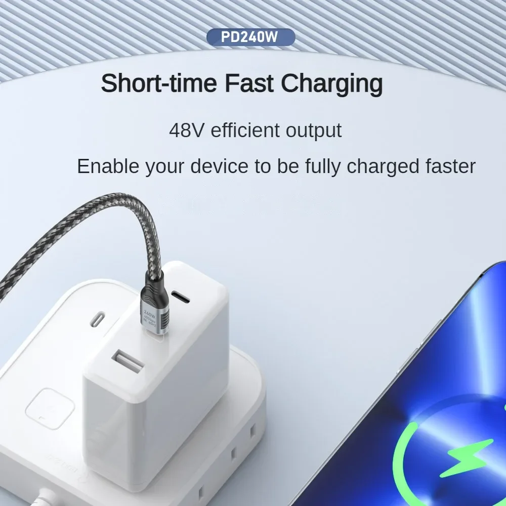 USB4 40Gbps USB C Thunderbolt 3 Data Line PD3.1 240W 5A كابل شحن سريع شاشة 8K60 هرتز لأجهزة توصيل الكمبيوتر المحمولة من النوع C #4