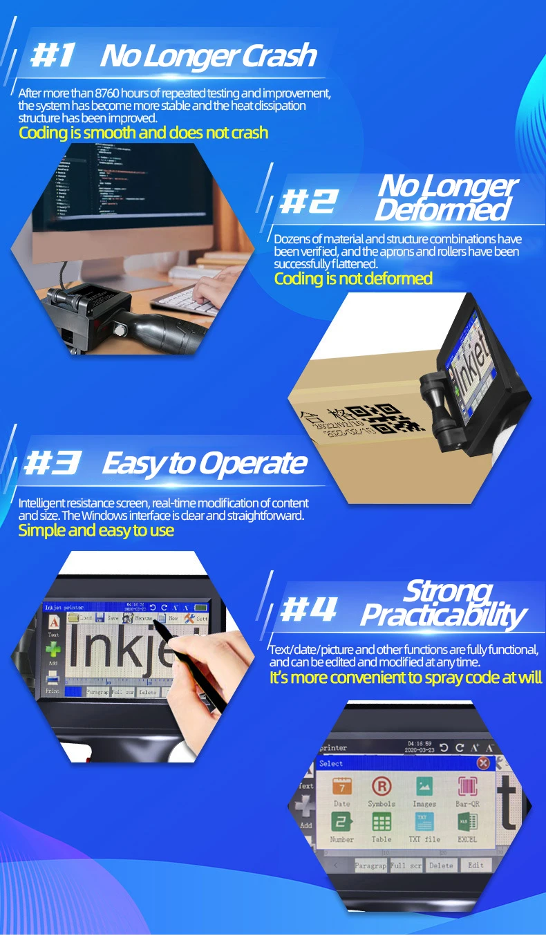 INCODE New Condition Handheld Date Coding Inkjet Marking Machine 1-Year Warranty Manual Batch Number Printer Fast Dry for Metal