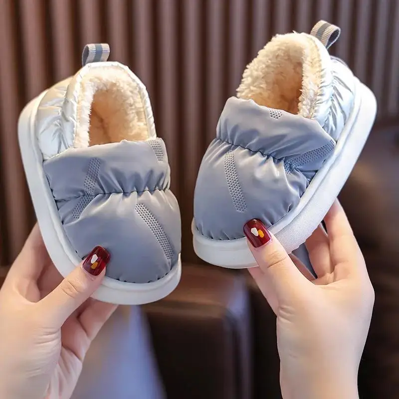 Children Down Cotton Slipper Winter Indoor Casual Non-slip Soft Sole Plush Shoes Toddler First Walker Baby Girls Footwear