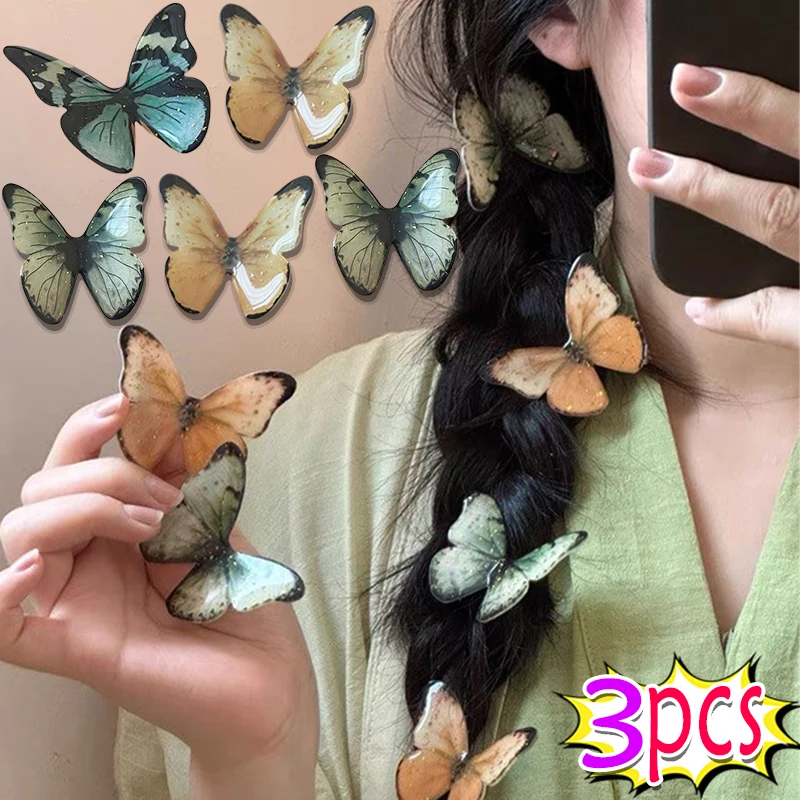 Elegant 3D Butterfly Hairclip Movable Butterfly Shaped Hair Clips Girls Sweet Hair Decorate Hairpin Headband Hair Accessories