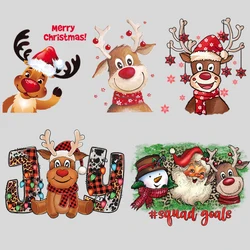 5pcs Christmas Santa Claus Heat Transfer Patches Christmas Reindeer Stickers DIY For Clothing Pillow Handbag Patches Christmas O