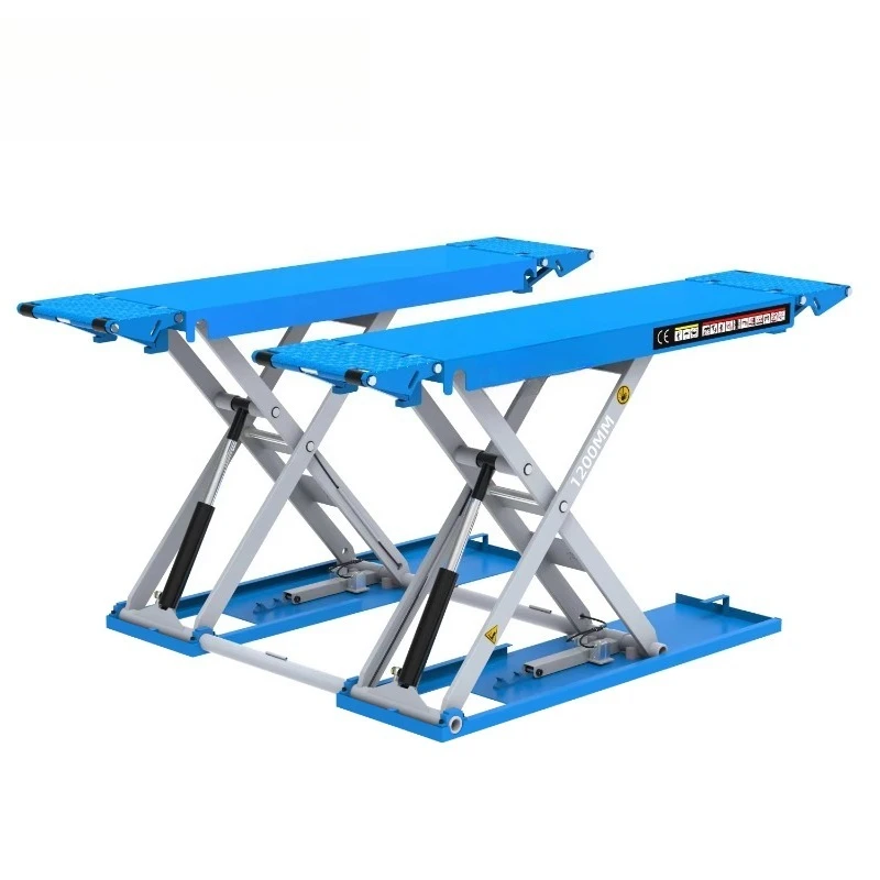 1.2m Ultra-thin Mini Car Lift, Best-selling in Europe, 4-ton Capacity, Waterproof, Suitable for Auto Repair Shops.