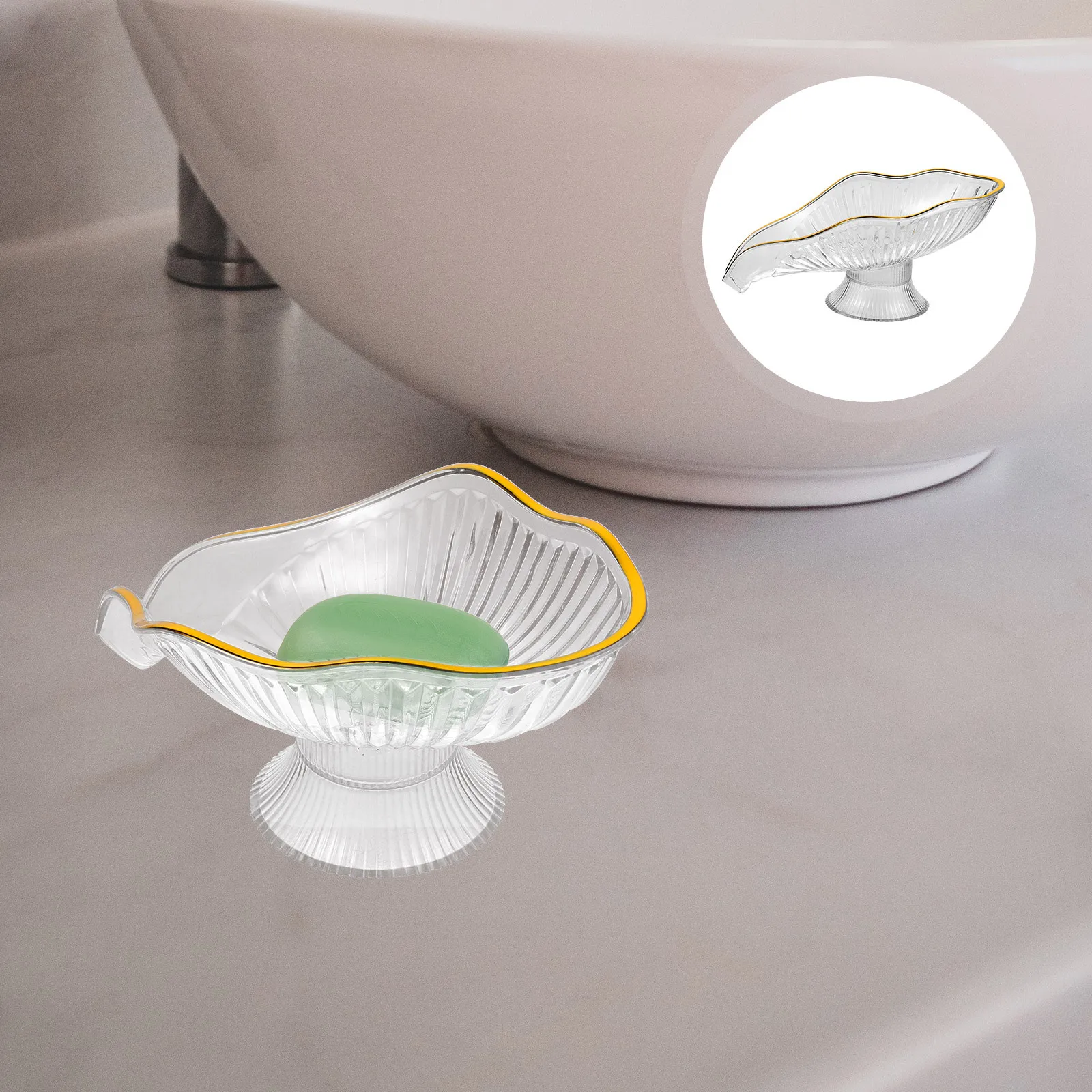 

Transparent Soap Dish Plastic Lightweight Self Draining Soap Holder Container for Bathroom Kitchen Sink Use Ring Dish