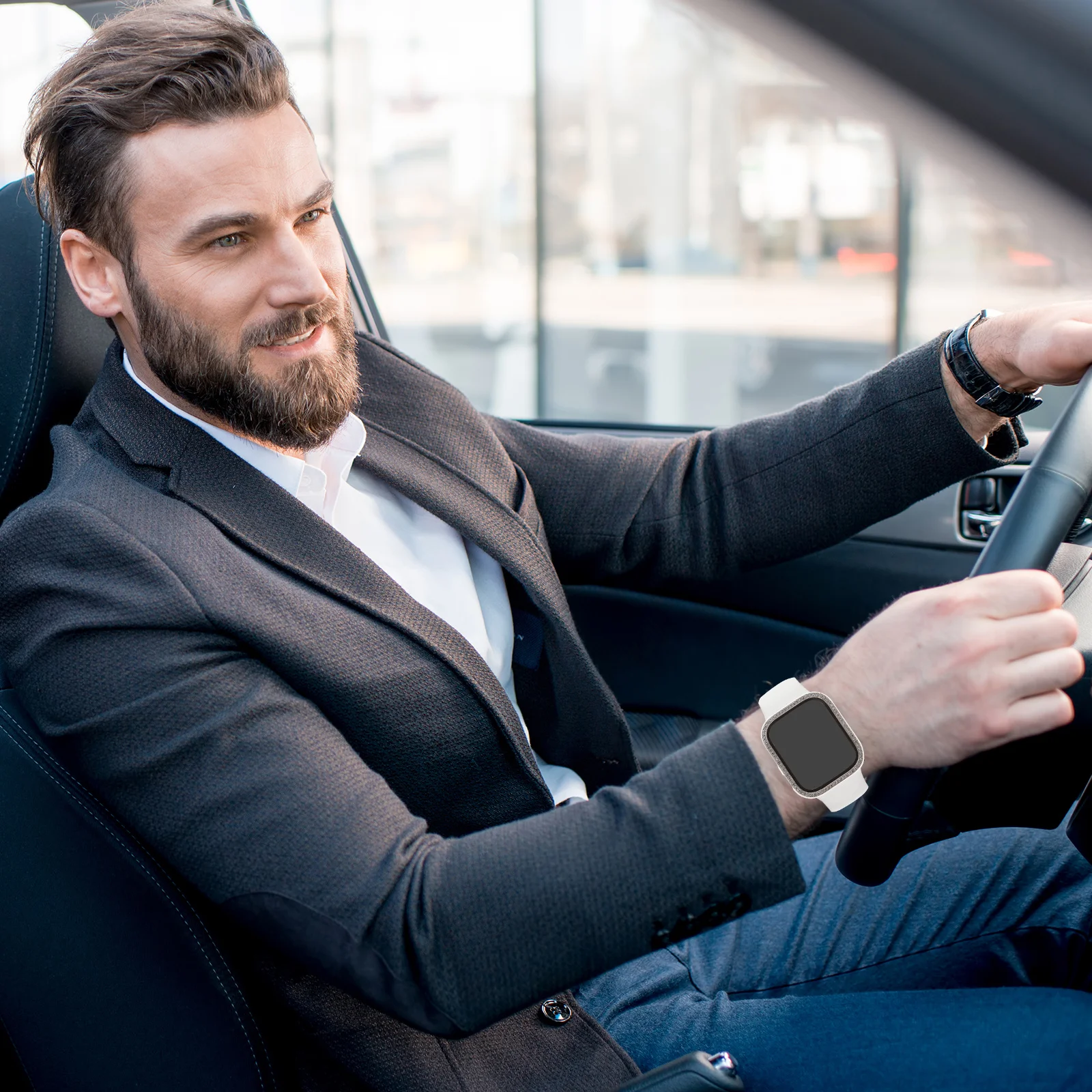 

2Pcs Rhinestone Protective Case Smartwatch Screen Protector Scratch Proof Watch Cover Elegant Wristwatch Shell