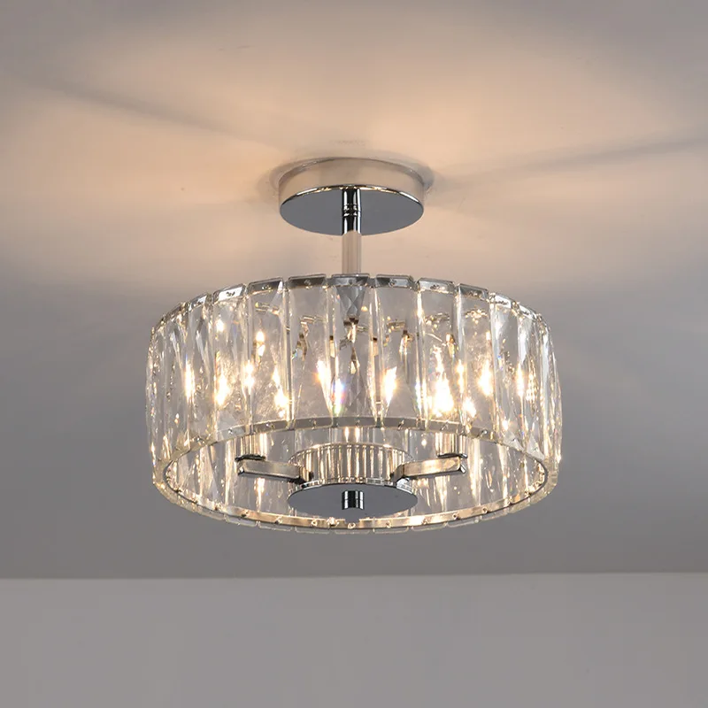 Modern Chrome Crystal Chandelier for Living Room Luxury Round led Pendant Light Crystal Kitchen Island Hanging Lamp