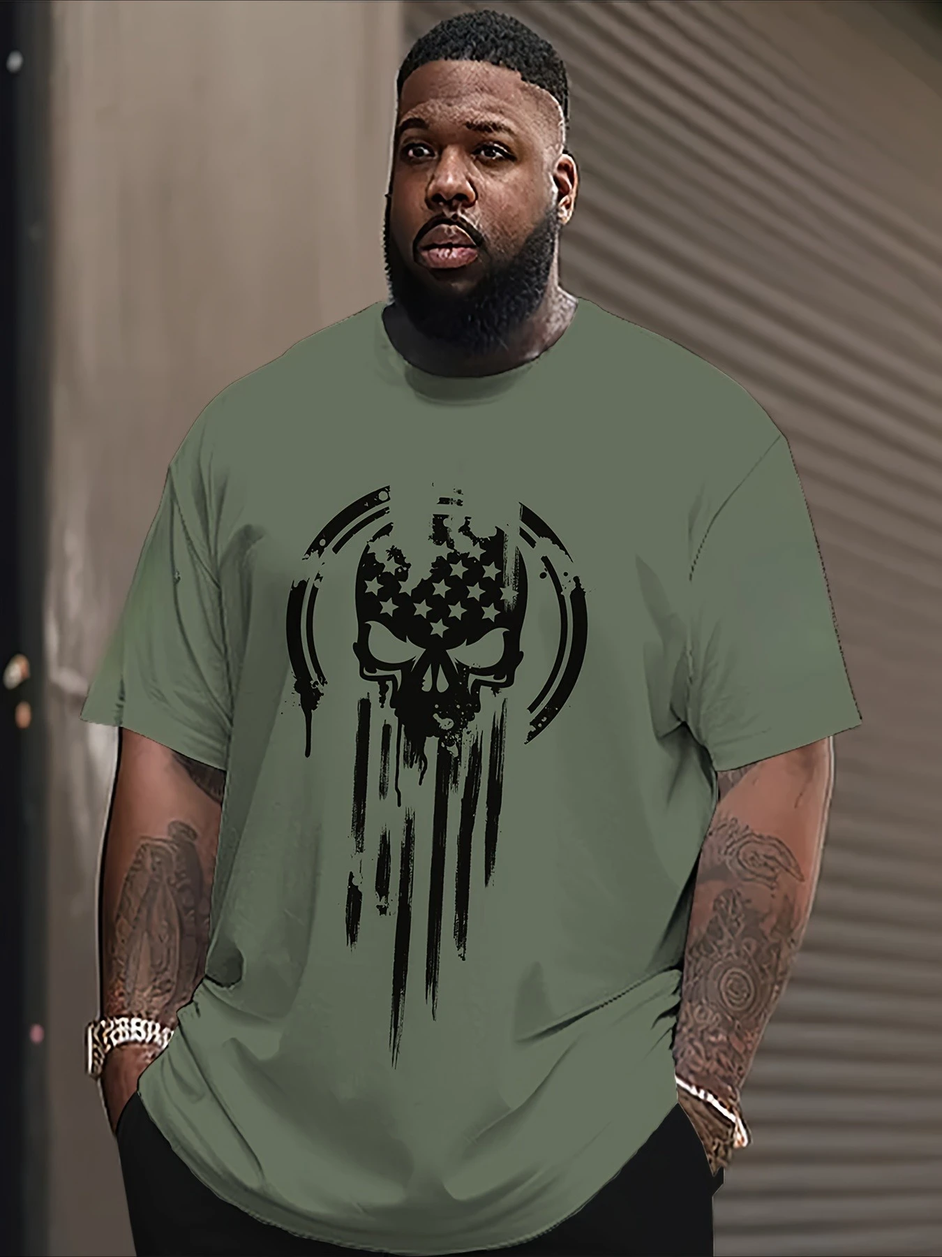 

American Warrior Skull Military T-Shirt 100% Cotton O-Neck Short Sleeve Summer Casual Mens T-shirt Streetwear