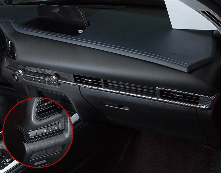 LHD Interior Center Console Strips Trims Stylish For Mazda CX30 CX-30 2020-2026 Carbon Fiber