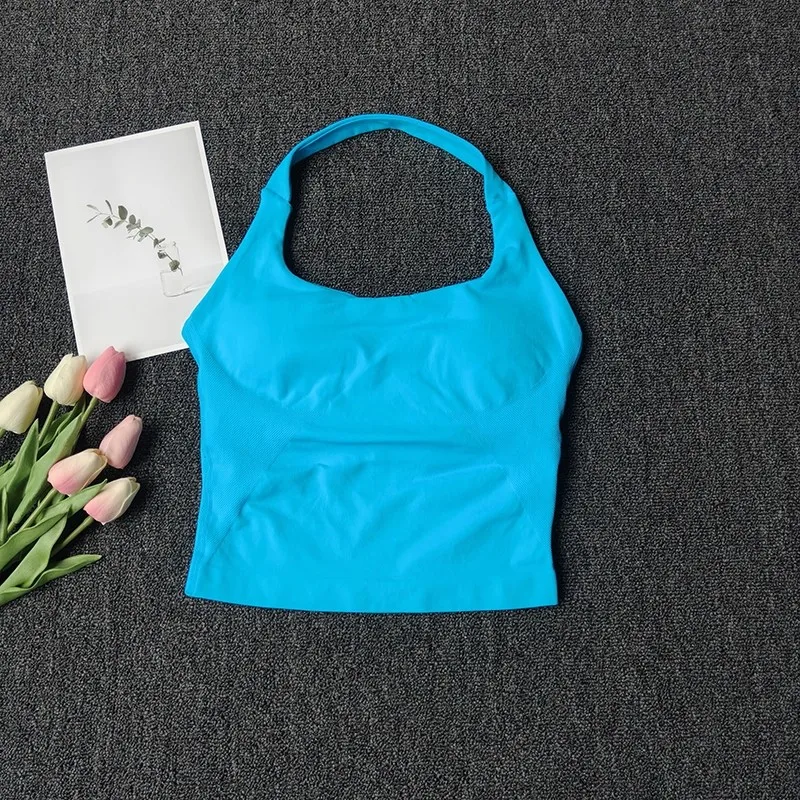 Nahtloses Damen-Neckholder-Top, Sportweste, Yoga-Top, Rückenfreies Fitness-Tanktop, Lauf-Top, Gym-BH, Workout-Fitnesskleidung – Detail 9