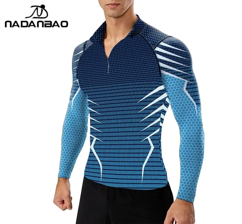 NADANBAO Surfing Wetsuit for Men Long Sleeve Shirts Quick Drying Fitness Male Clothes Swimming Diving Rash Guard Swimwear