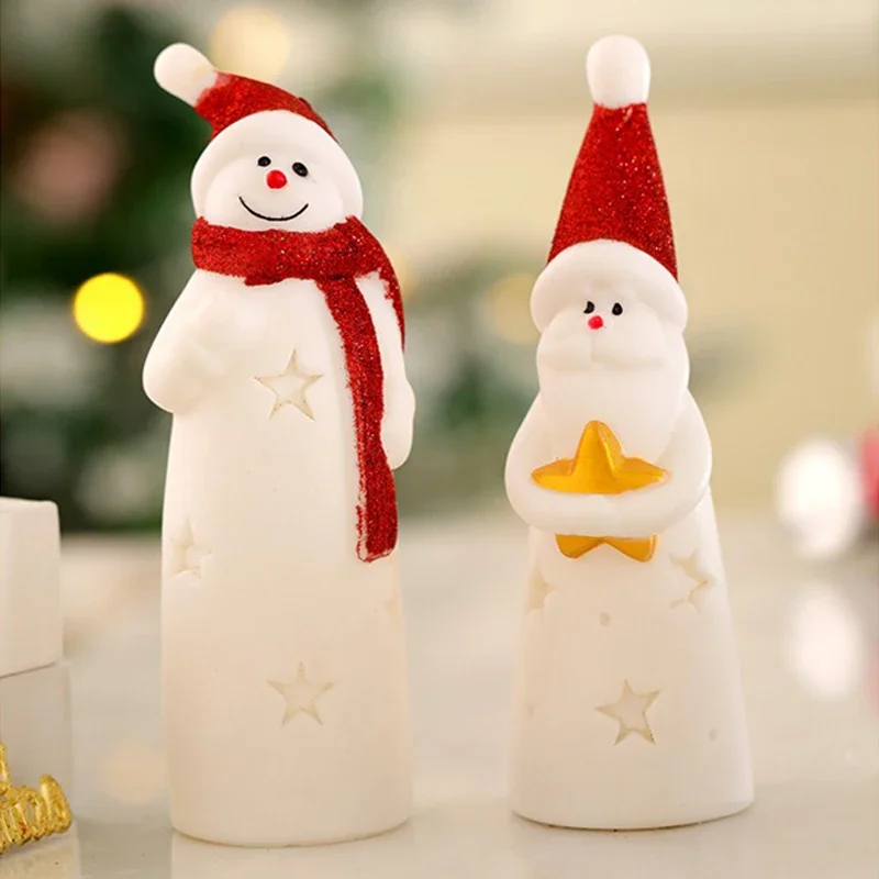 LED عيد الميلاد ليلة ضوء لطيف سانتا كلوز ثلج الأطفال غرفة نوم السرير الحلي لقضاء عطلة عيد الميلاد ديكورا مصباح الليل #5