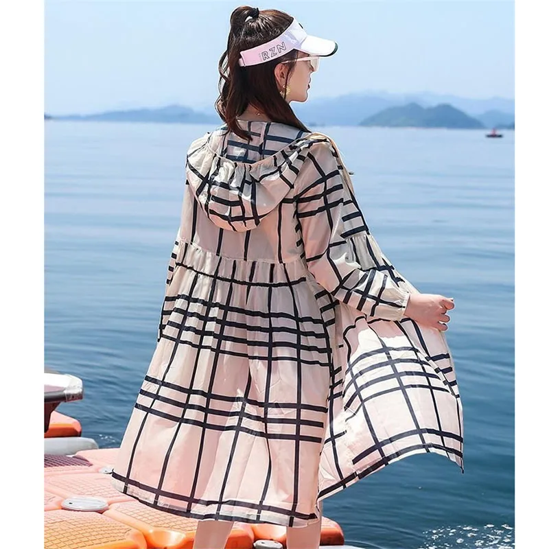 2024 Fashion Mid-length Printed Sunscreen Windbreaker Women's New Summer Ultraviolet Protection Breathable Thin Coat Outerwear