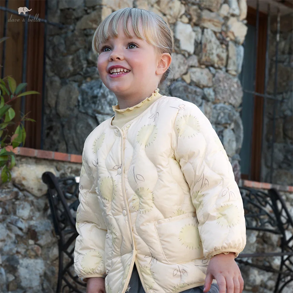 Dave Bella Girls Baby Parka Tops Autumn Winter Sweet Cute Print Cotton Duck Down Children's Overcoat Warm Outdoor DB4254916