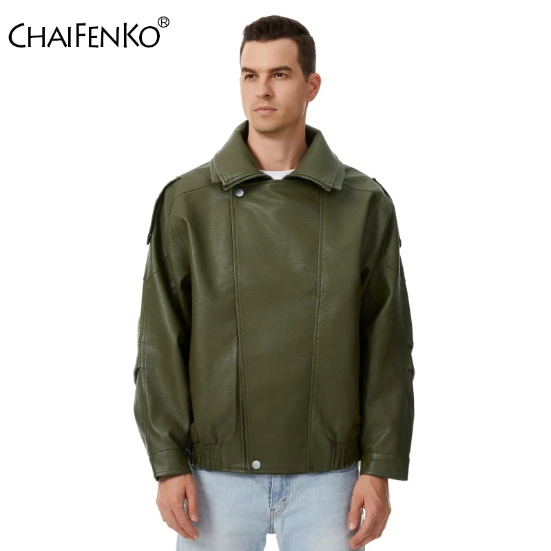 Spring Autumn Men Simplicity Stand Collar Coat New Fashion Windproof Comfort Solid Tops Outdoors Casual Versatile Leather Jacket