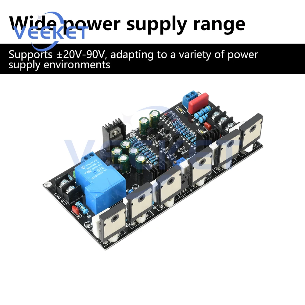 

DC 20V-90V 300W Mono Power Amplifier 1943+5200 Hifi High-Power Audio Amplifier Board With Speaker Protection