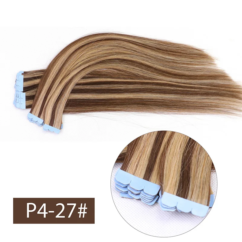 Mini Tape Hair Extensions Human Hair Tape In Hair Extensions Straight Natural Soft High Light Hair Style Non-Remy 10PCS/Packs