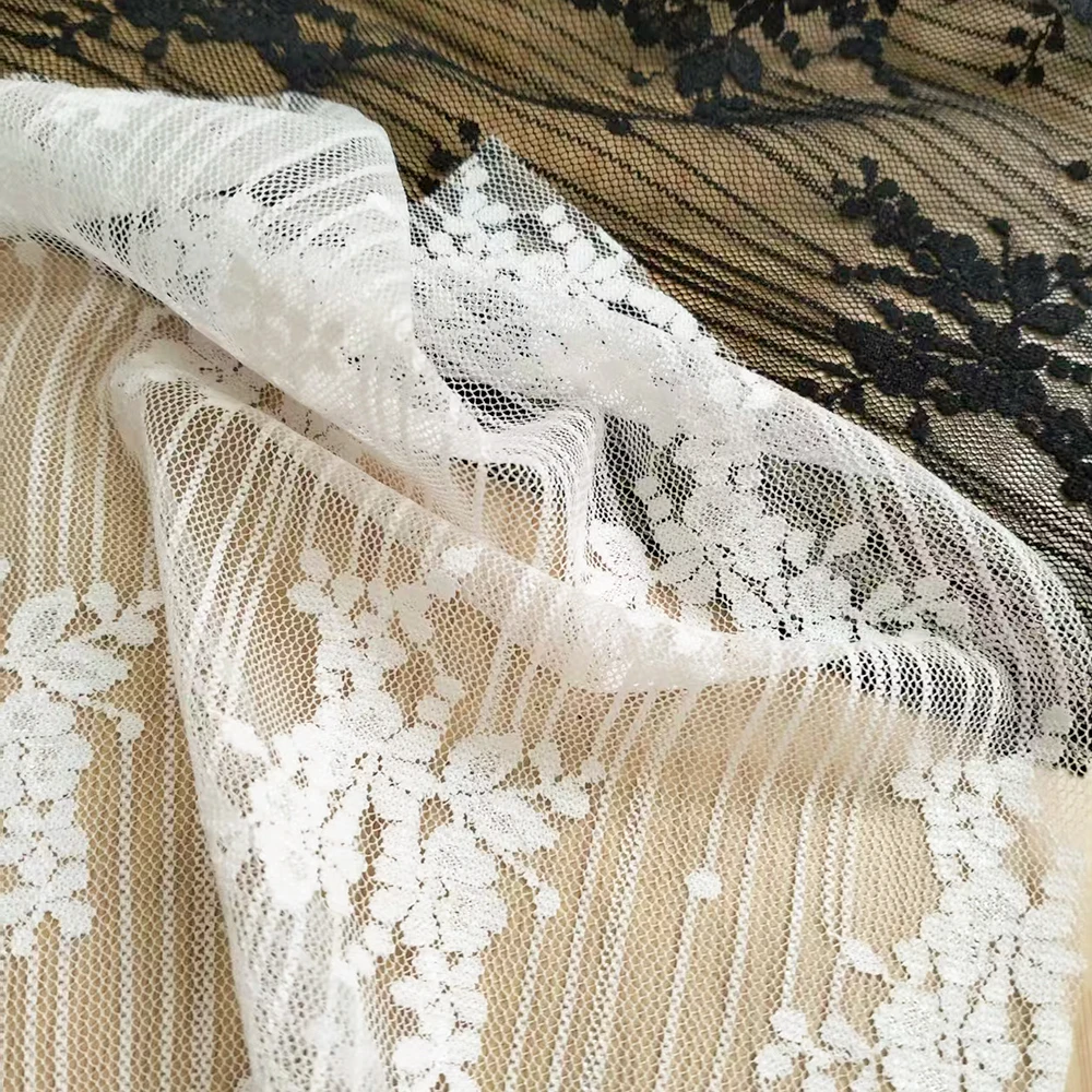 Französische Cutwork-Blumenjacquard-Spitze 125g 5% Spandex Stretch-Spitzenmaterial für Hochzeitskleider – Detail 2