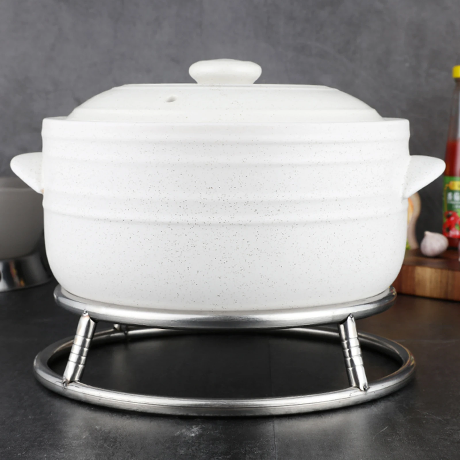 

Double-Layer Pot Rack Stainless Steel Heat-Proof Round Support For Pans Pots Non-Slip Scratch-Resistant Wok Stand