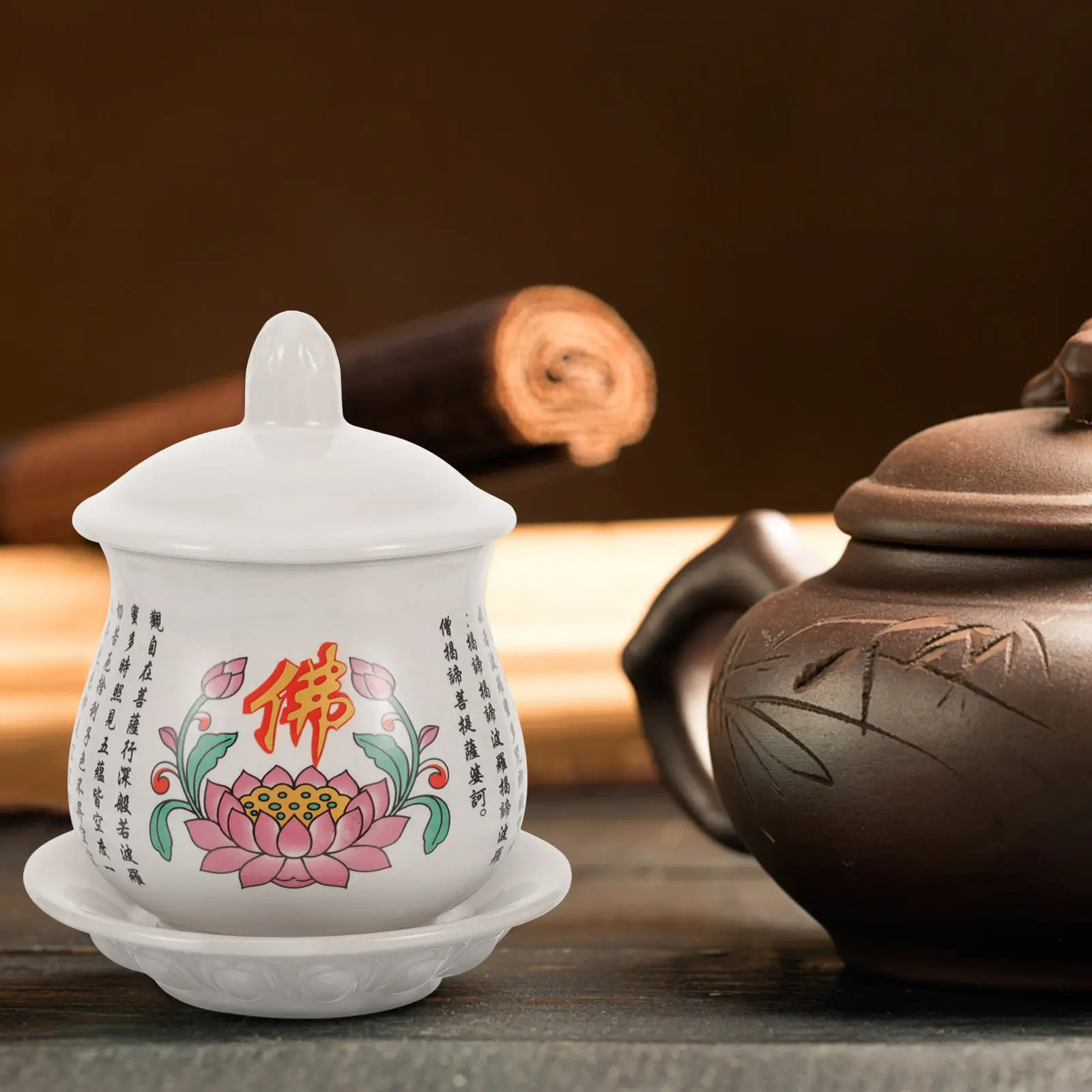 

Ceramic Buddha Offering Cup Decorative Buddhist Water Cup Use Ceramic Offering Bowl for Home Decor and Prayer