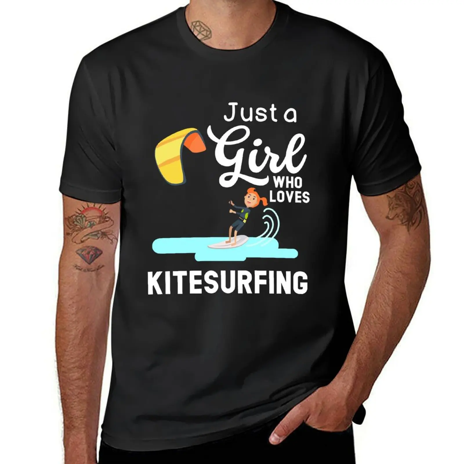 Just A Girl Who Loves Kitesurfing T-Shirt for a boy tops sweat mens white t shirts