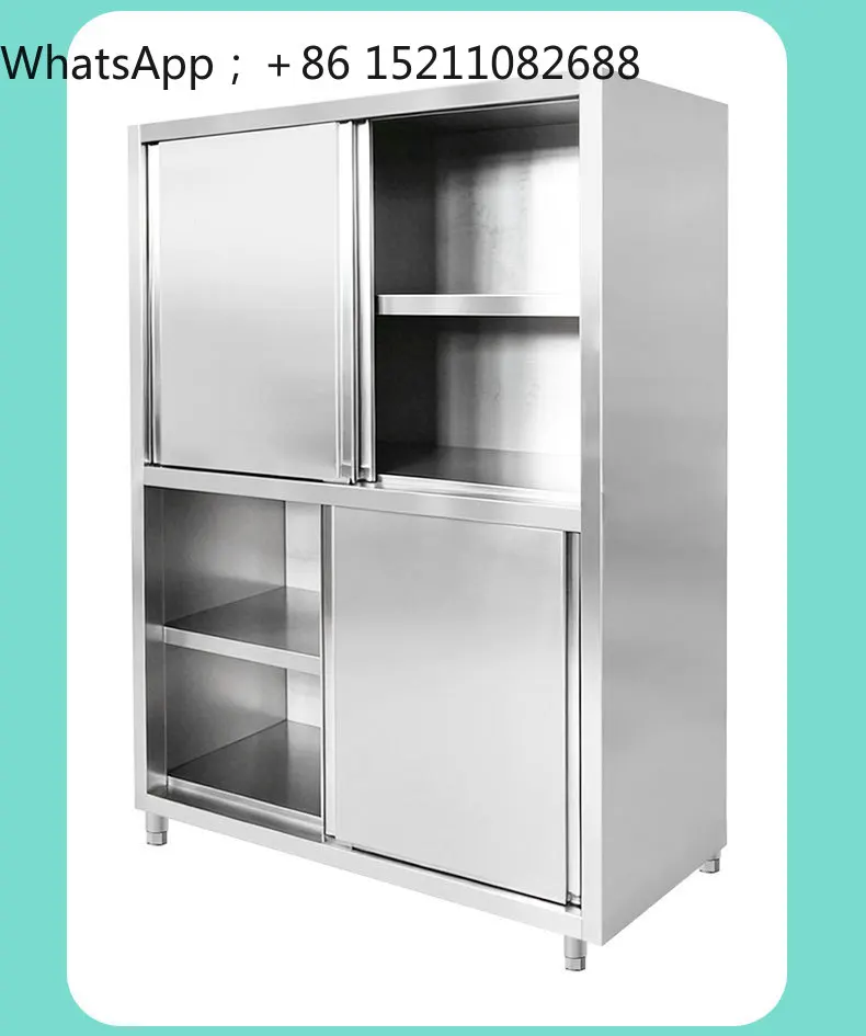 SCY stainless steel cupboard commercial hotel canteen sliding door locker kitchen tableware storage cabinet