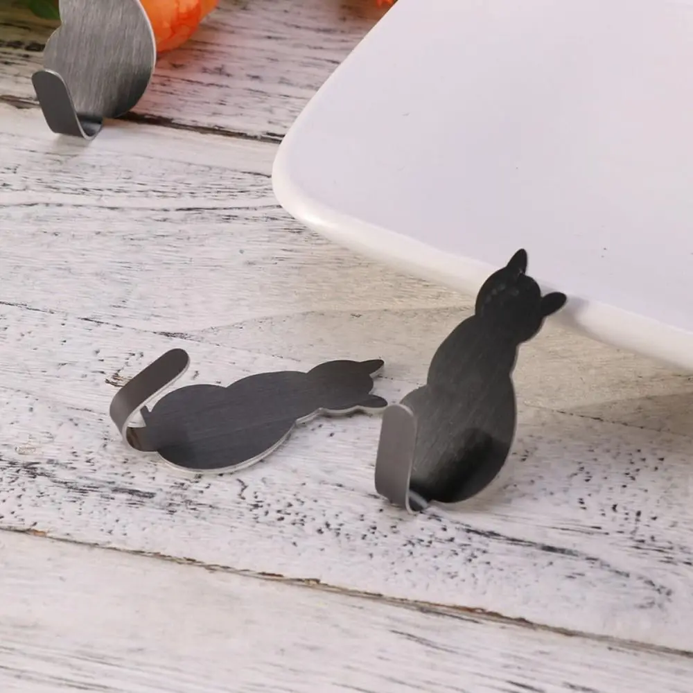 

304 Stainless Steel Cat Hook Strong Adhesive Creative Cartoon Self Adhesive Hooks Waterproof Metal Hooks Adhesive Hooks