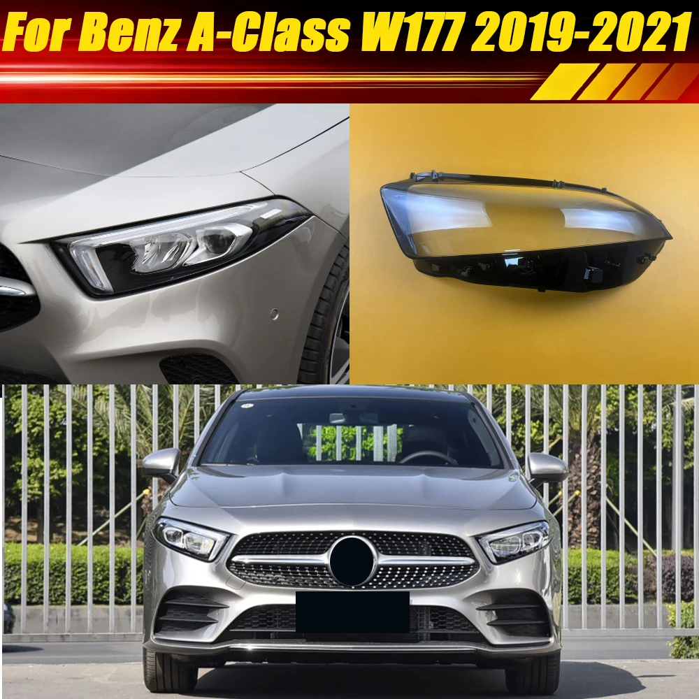 

For Mercedes-Benz A-Class W177 A180 A200L 2019 2020 2021 Headlight Cover Headlamp Shell Plexiglass Replace Original Lampshade