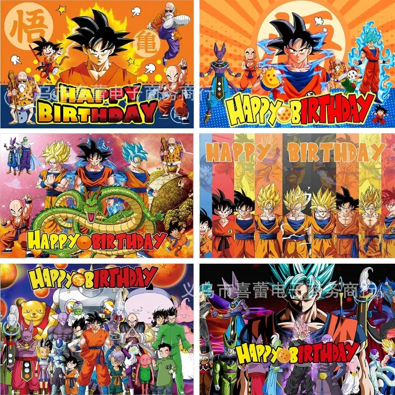 Tela de Fondo de la Serie Anime Dragon Ball, Personaje de Dibujos Animados Son Goku, Impresión Creativa, Banner para Fiesta de Cumpleaños, Accesorio Fotográfico