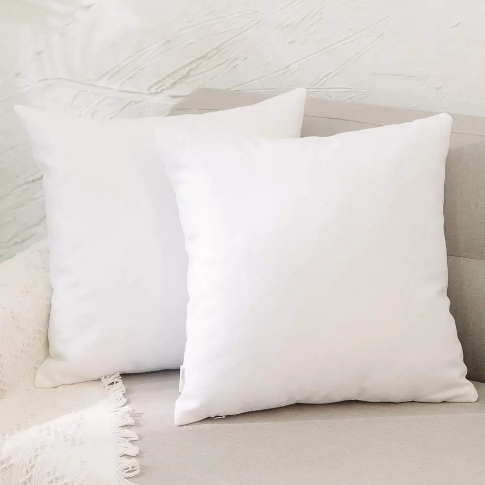 

2 Piece White Pillow Case Square Decorative Throw Cushion Cover Pillowcase With Smooth Hidden Zipper For Sofa Bed Car 20"" X