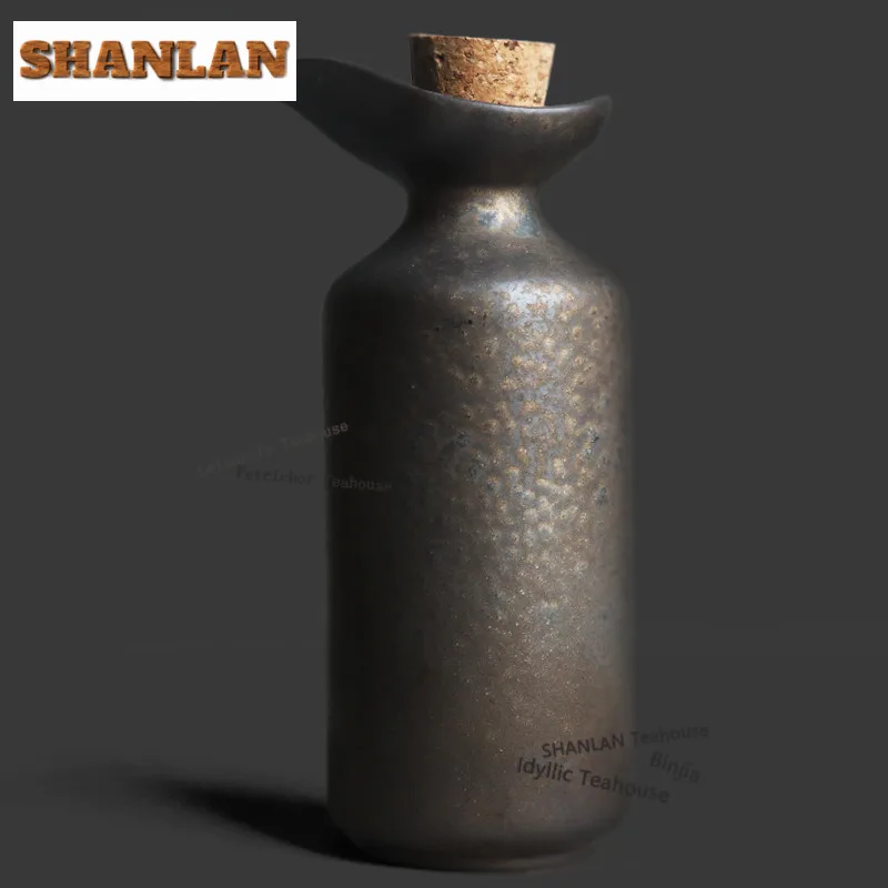 

Чайник-диспенсер для вина 230 мл, черно-золотой, цилиндрический, из грубой керамики, с деревянной пробкой, подарочный набор для чаепития