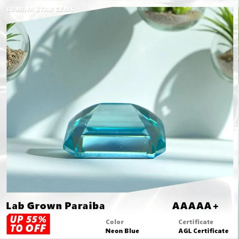 

L-Lab Grown Paraiba Emerald Cut VVS1 Sapphire Gemstone for Charms DIY for Jewelry Making Materials Selectable AGL Certificate